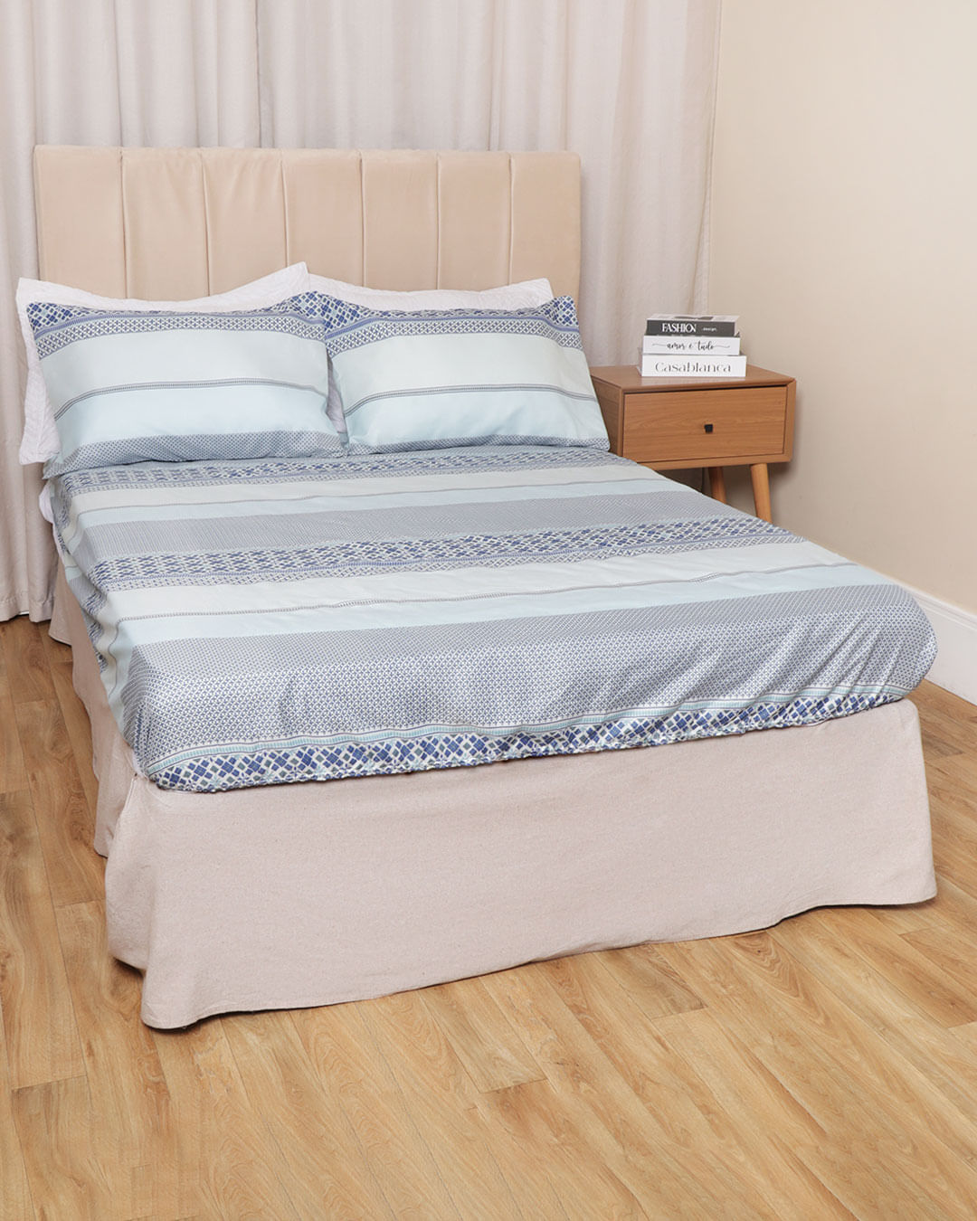 Jg-De-Cama-Queen-3-Pcs-Etnico---Azul-Geometrico