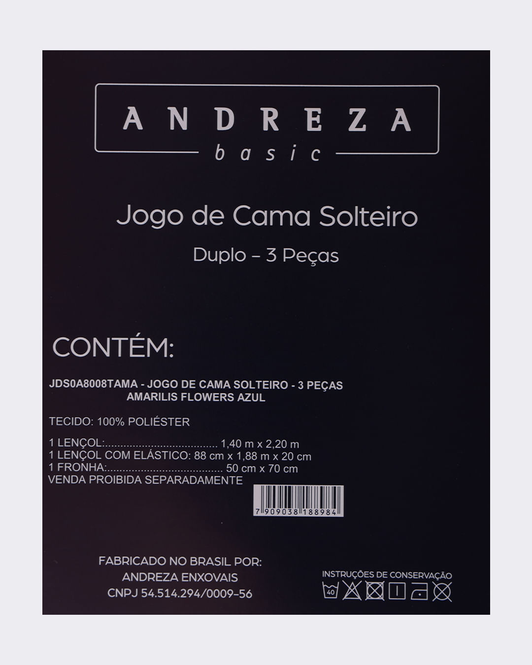 Jogo-De-Cama-Solteiro-Amarilis-Flowers---Azul