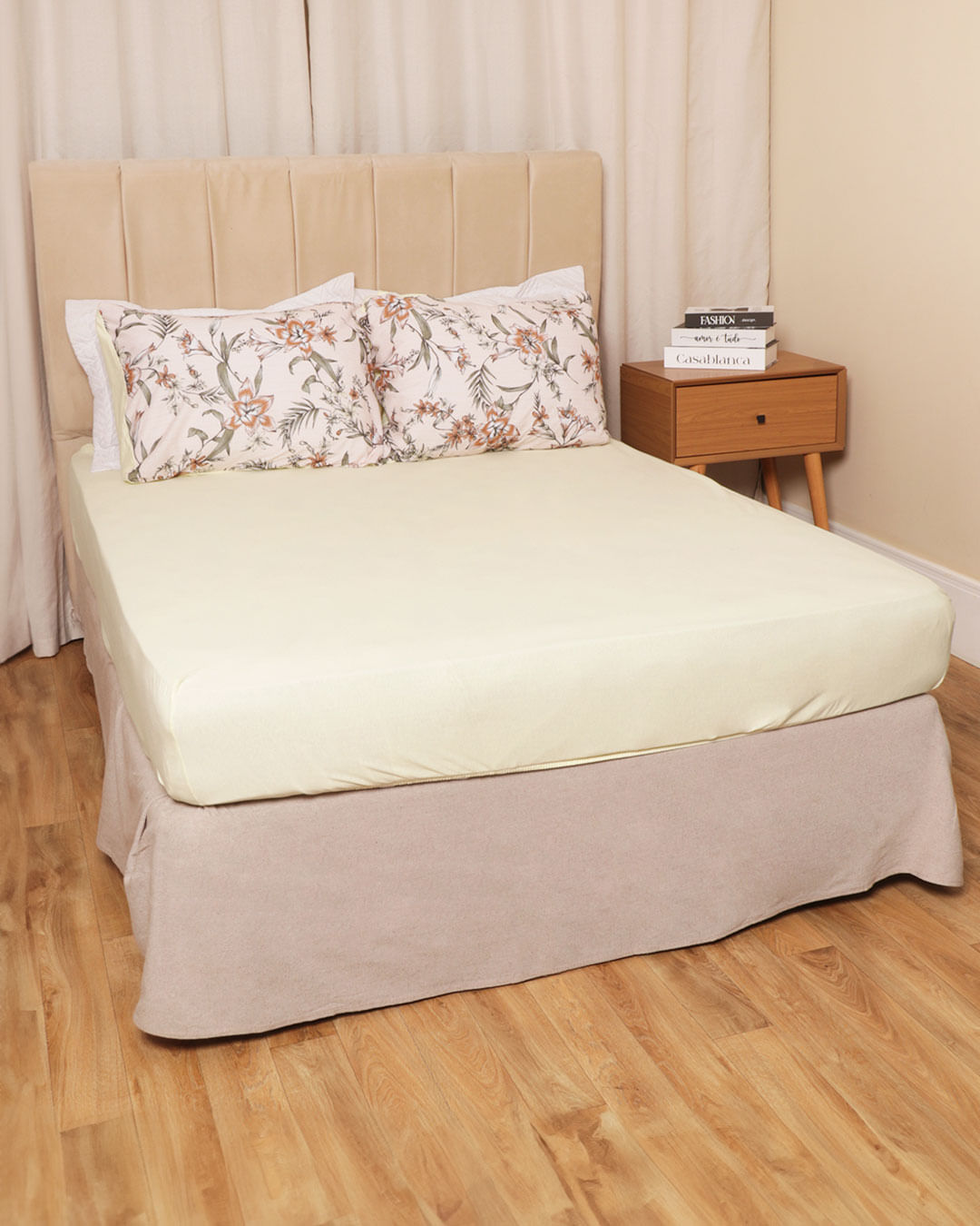 Jg-De-Cama-Cs-Slim-3-Pcs-Romantico---Bege-Floral