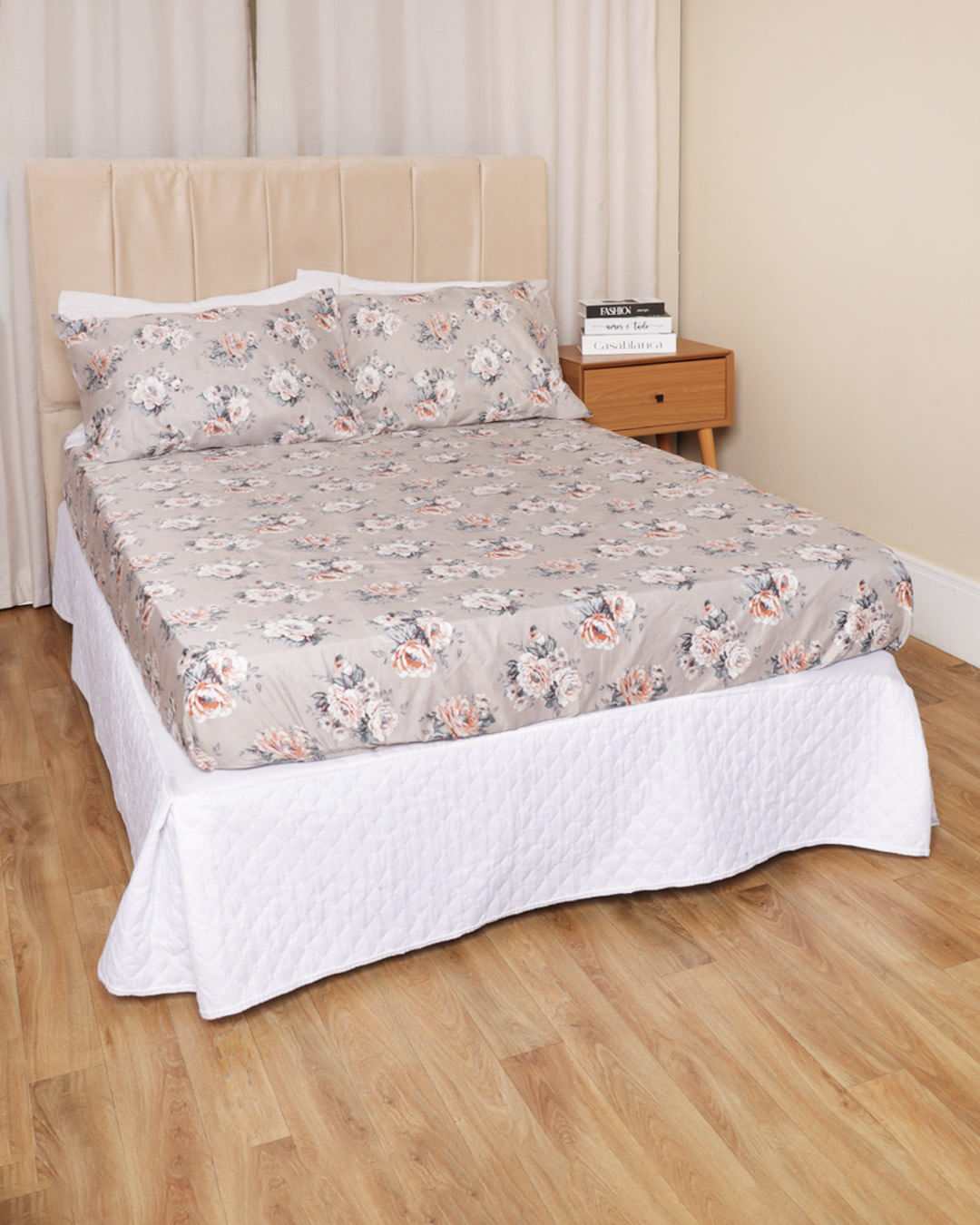 Jg-Cama-Casal-3-Pcs-Romantico-Ver-25---Bege-Outros