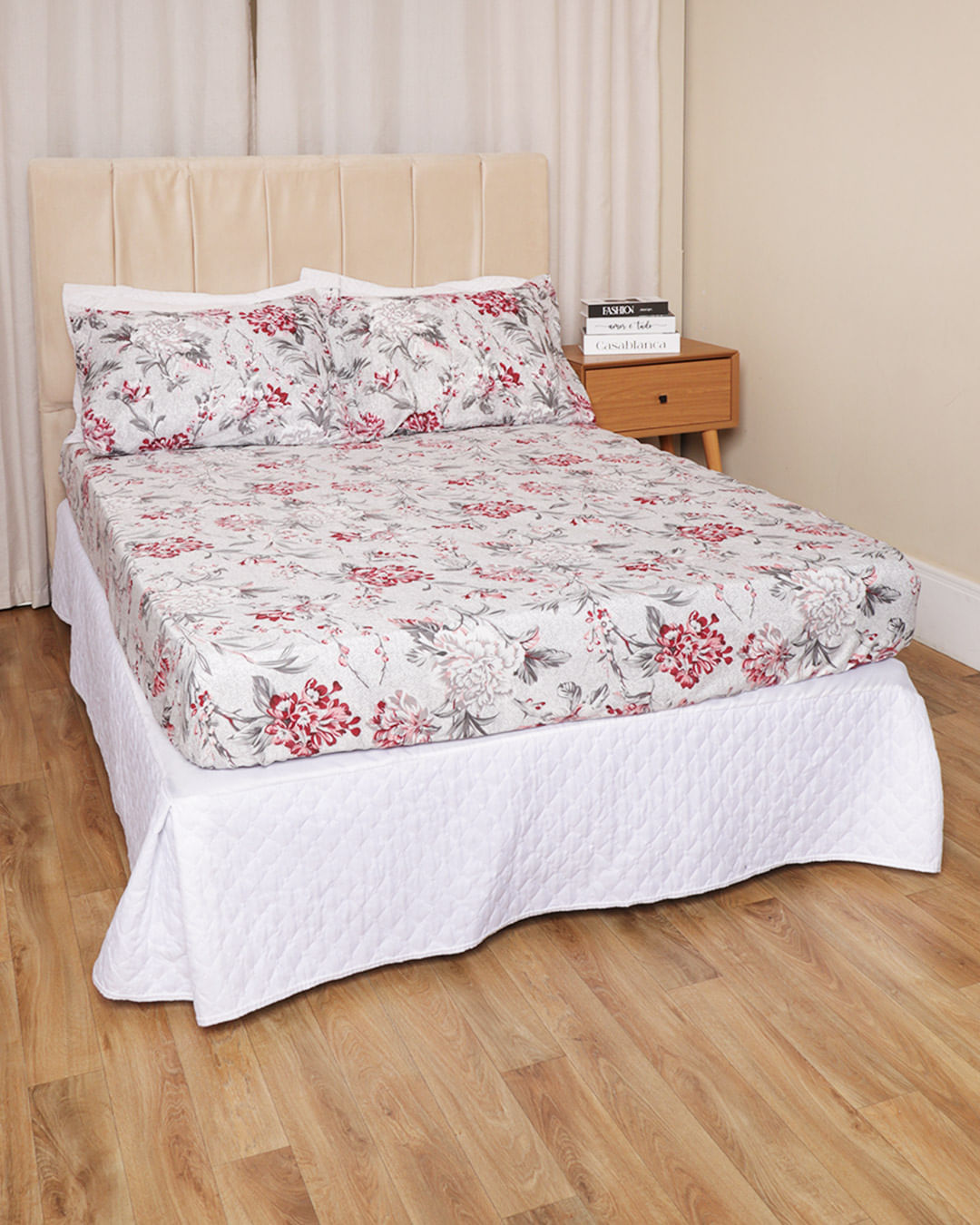 Jg-Cama-Casal-3-Pcs-Romantico-Ver-25---Cinza-Floral