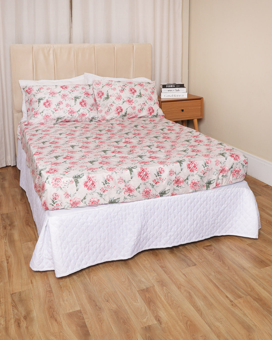 Jg-Cama-Casal-3-Pcs-Romantico-Ver-25---Rosa-Floral