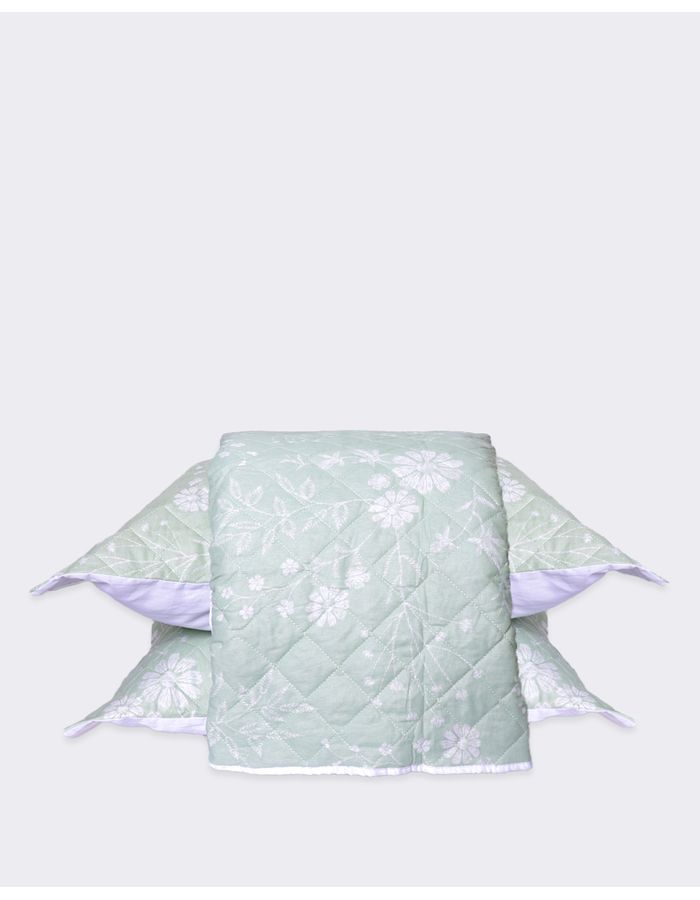 Kit-Colcha-Algodao-200-X-250---Verde-Floral