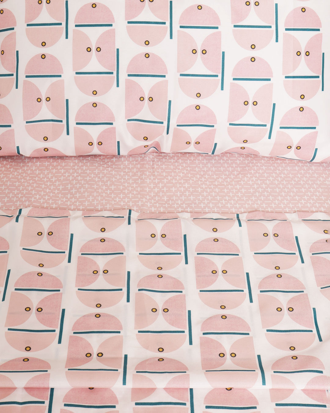 Jg-Cama-Casal-Sortido---4-Pc---Rosa-Geometrico