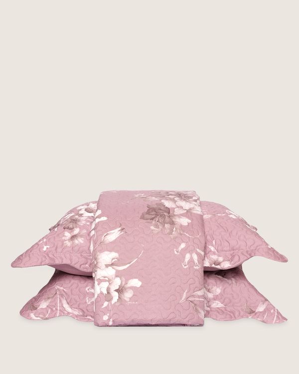 Kit Colcha Queen Plumagem 3 Peças Estampa Floral Lilás M