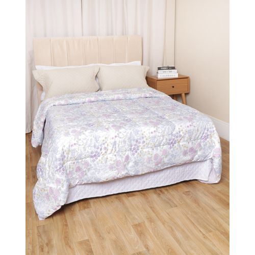 Edredom Queen Andreza 240cmx250cm Estampa Floral Lilás