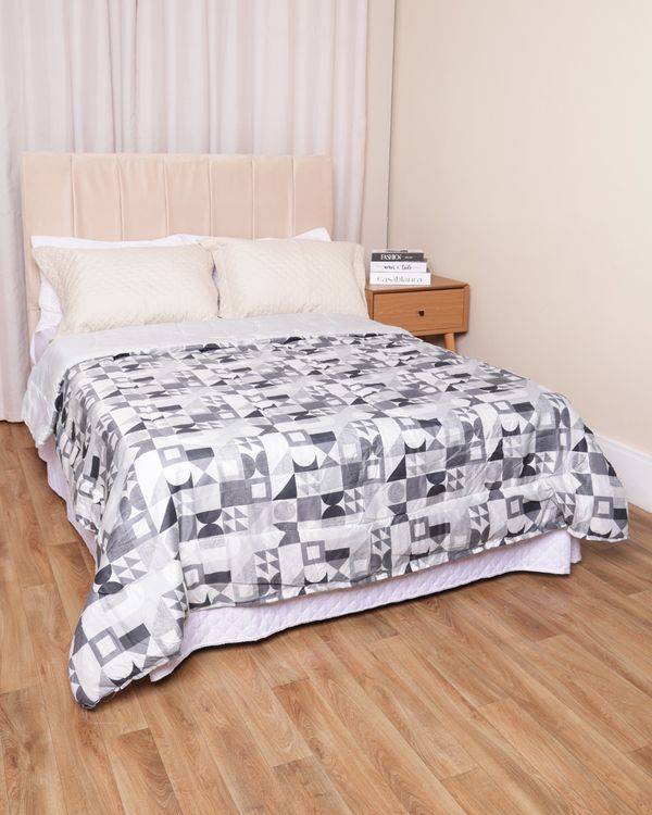 Edredom Casal Andreza 180cm x 200cm Dupla Face Estampado Cinza UN