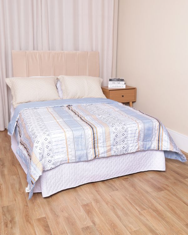 Edredom Casal Andreza 180cm x 210cm Estampado Branco UN