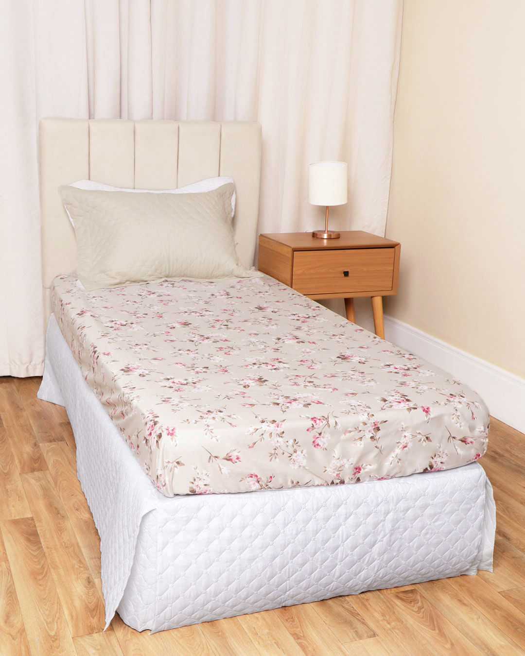 Lencol-Avulso-Solteiro-C-Elast-Romantic---Bege-Floral