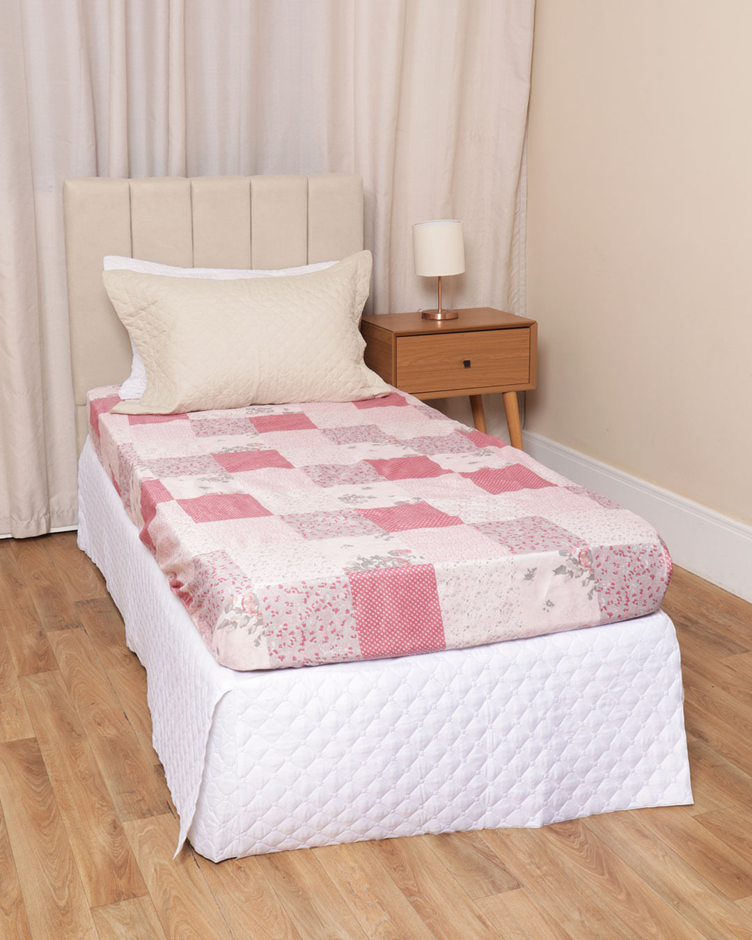 Lencol-Avulso-Solteiro-C-Elast-Romantic---Rosa-Geometrico