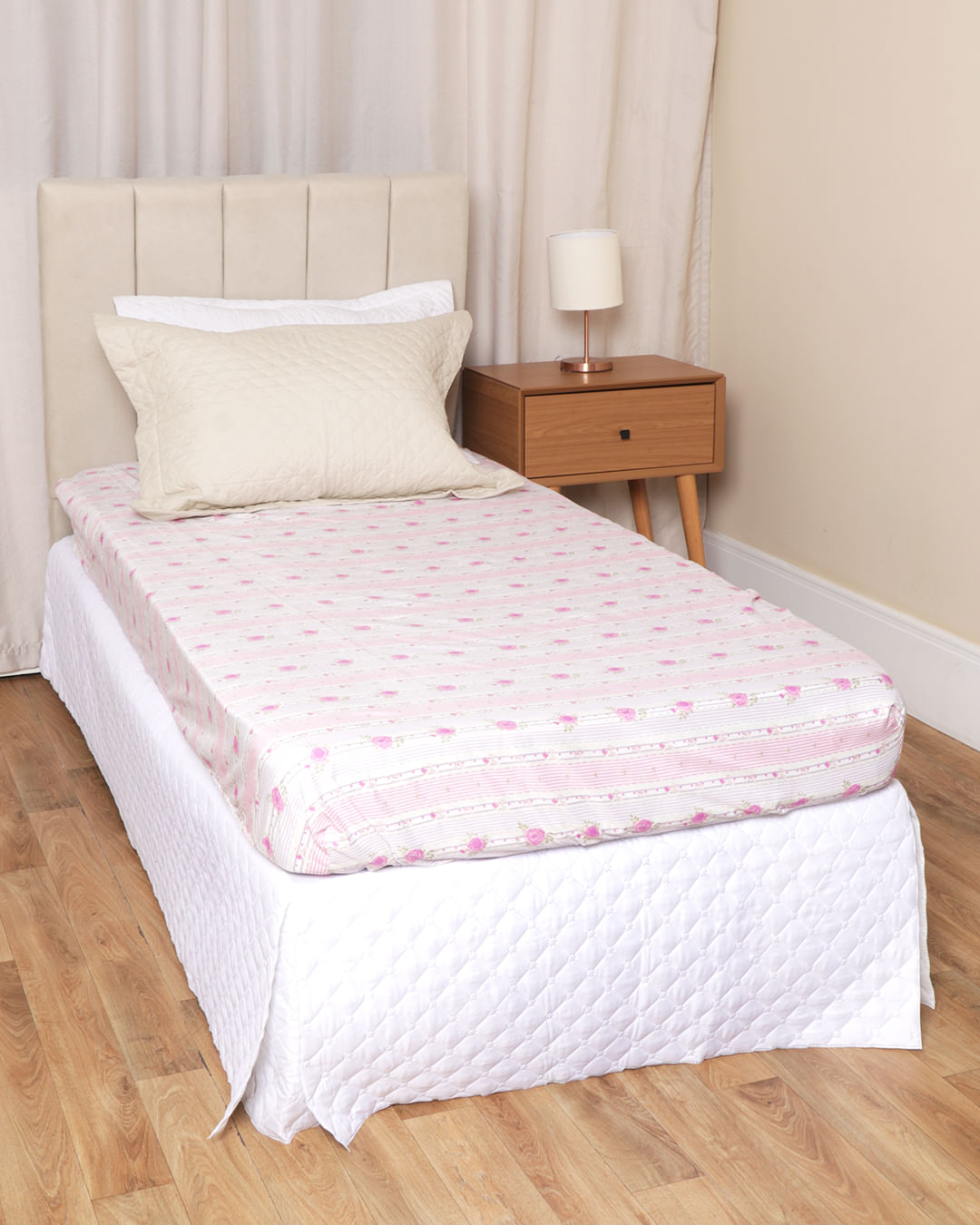 Lencol-Avulso-Solteiro-C-Elast-Romantic---Rosa-Xadrez