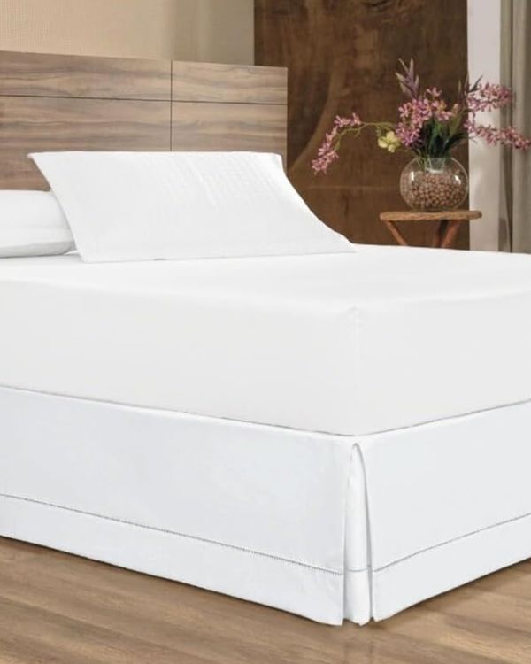 Saia Para Cama Box Solteiro Casanova Com Ponto Palito Branca UN
