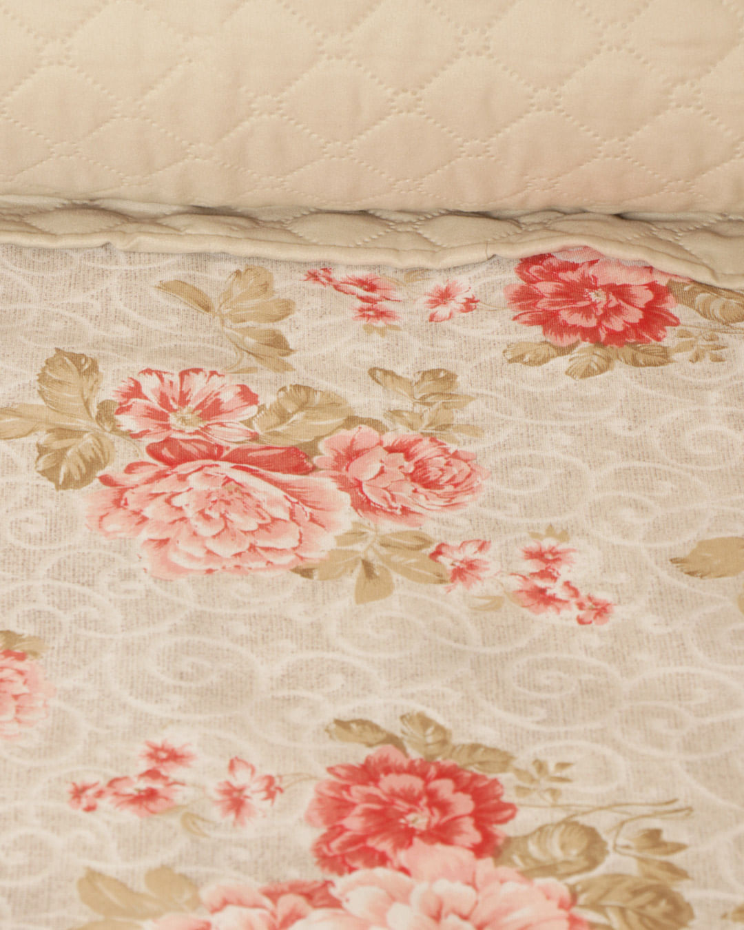 Lencol-Avulso-Casal-C-Elast-Romantico---Bege-Floral