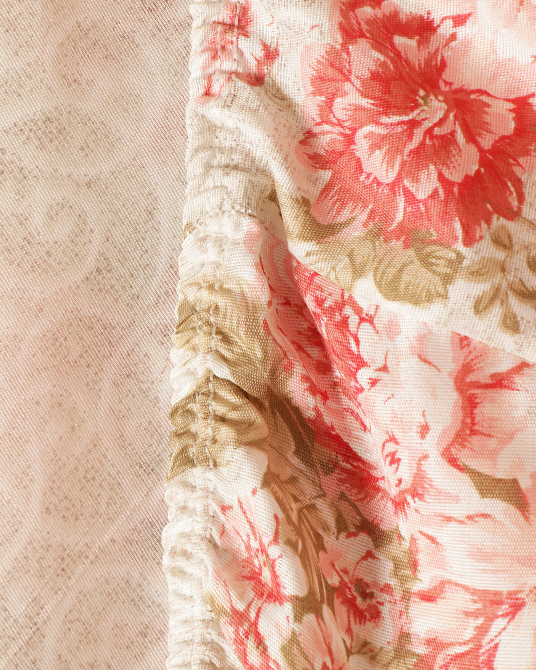 Lencol-Avulso-Casal-C-Elast-Romantico---Bege-Floral