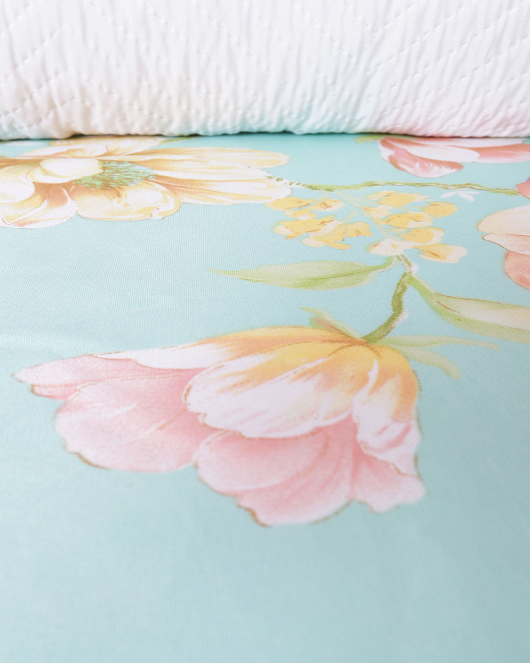 Lencol-Avulso-Casal-C-Elast-Romantico---Verde-Floral