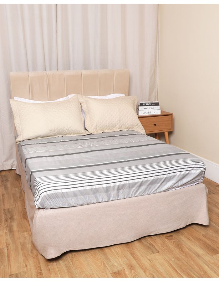 Lencol-Avulso-Casal-C-Elast-Etnico---Cinza-Geometrico