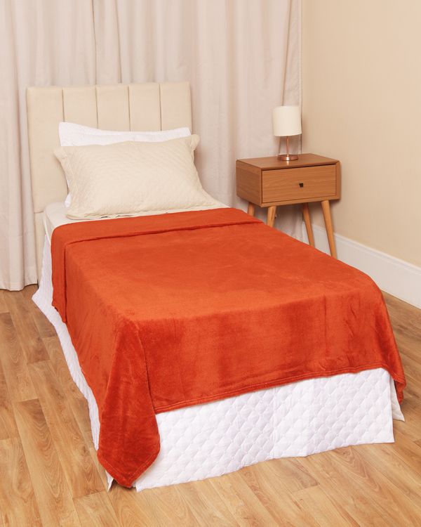 Manta Solteiro Andreza Fleece Ultra Soft Terracota UN