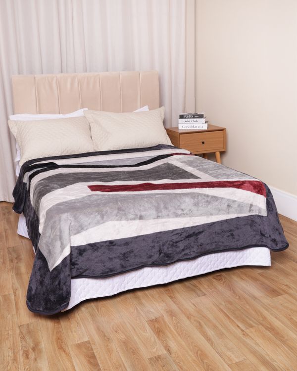 Cobertor Casal Jolitex Kyor Plus 180cm X 220cm Estampado Cinza UN