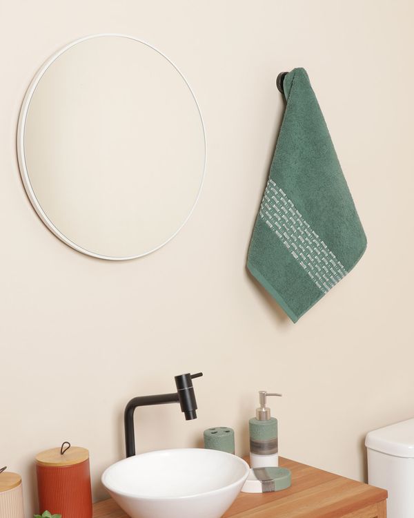 Toalha De Rosto 48cmx70cm cm Faixa Texturizada Verde UN