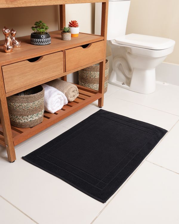 Toalha De Piso Atlântica 50cm x 75cm Antiderrapante Preta UN