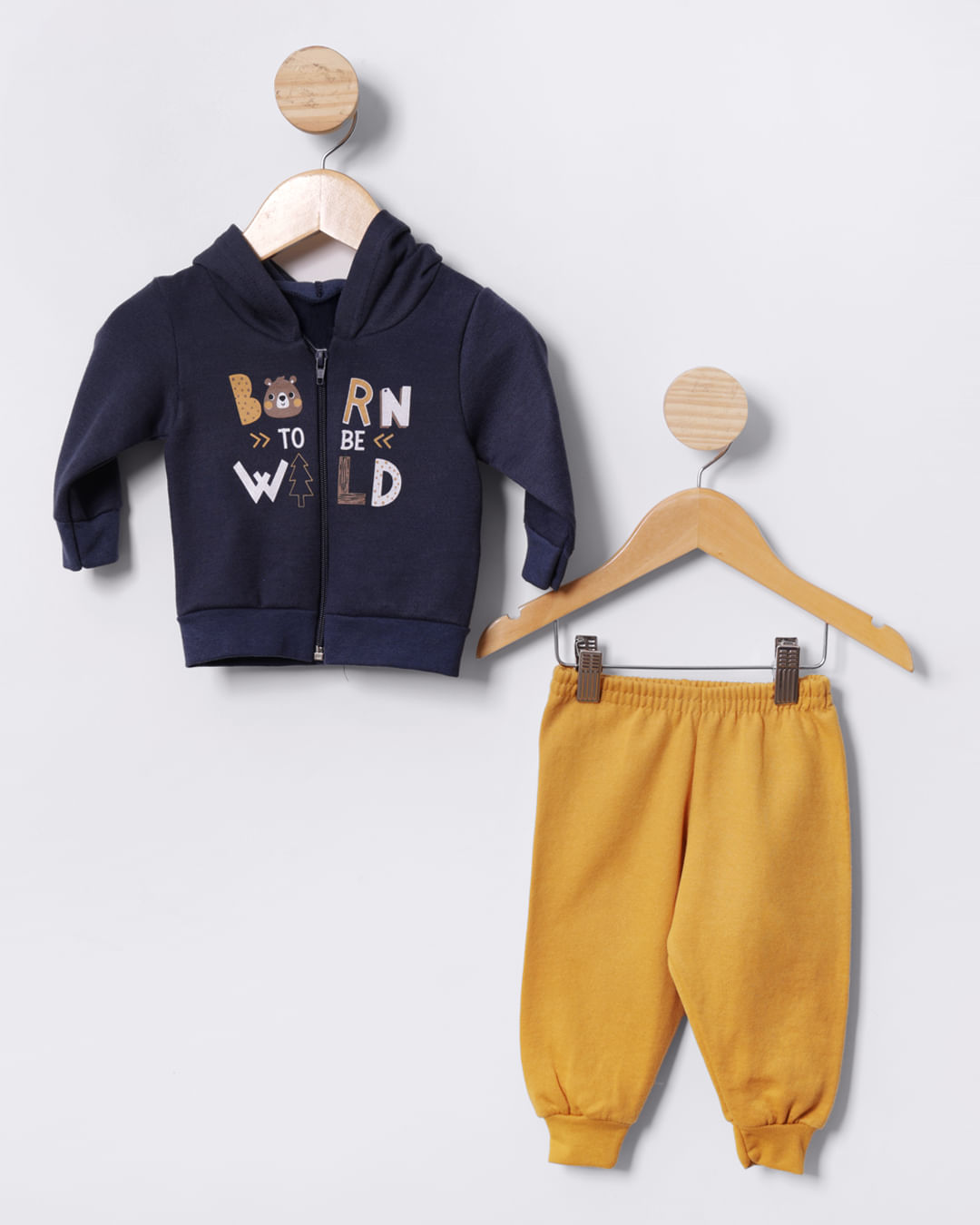 Conjunto Moletom Bebê Estampado Com Capuz Marinho