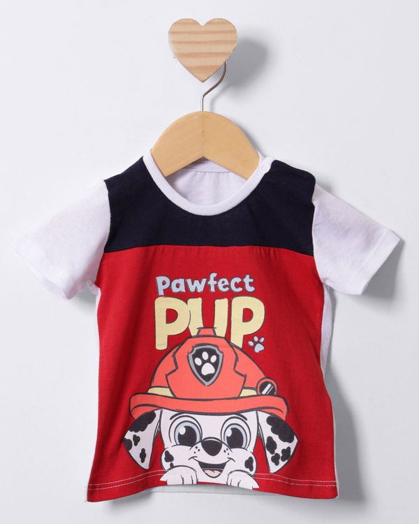 Camiseta Bebê Patrulha Canina Marshall Manga Curta Vermelha G