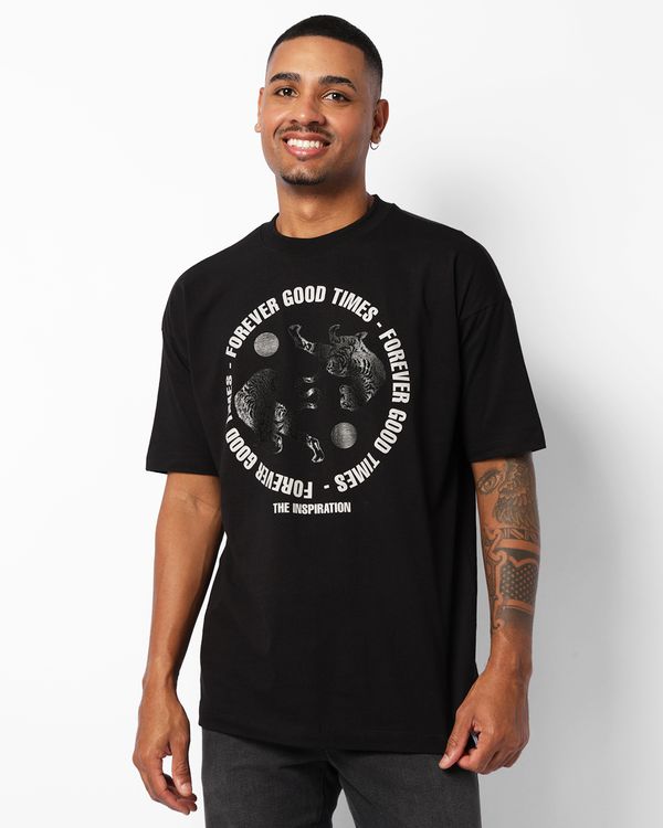 Camiseta Masculina Estampa Tigre Manga Curta Preta GG