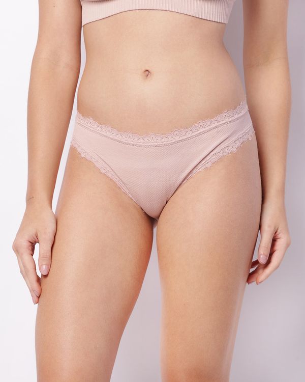 Calcinha Feminina Biquíni Sem Costura Detalhe Renda Rosa G