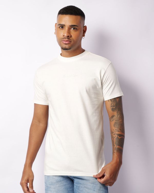 Camiseta Masculina Aplicação Blooklyn Manga Curta Off White M