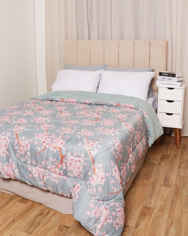 Coberdrom Queen Slim Hedrons Flannel Floral Verde UN
