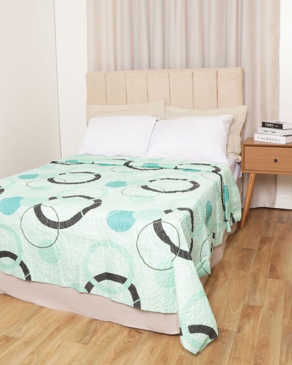 Colcha Casal Arte & Cazza Matelassê Com Viés Estampada Verde UN