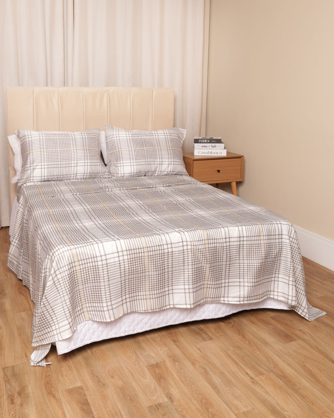 Jogo-De-Cama-Queen-Caprice---4-Pecas---Cinza-Xadrez
