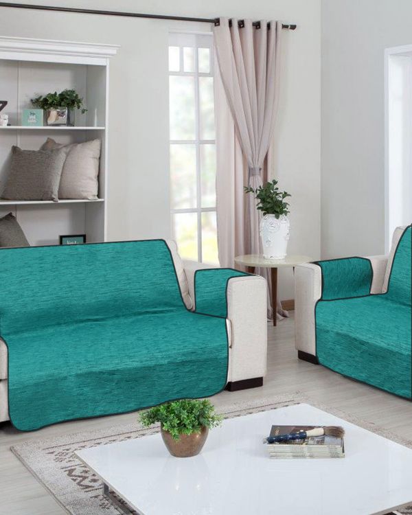 Kit Protetor Sofá 2 e 3 Lugares Branyl Chenille Azul UN
