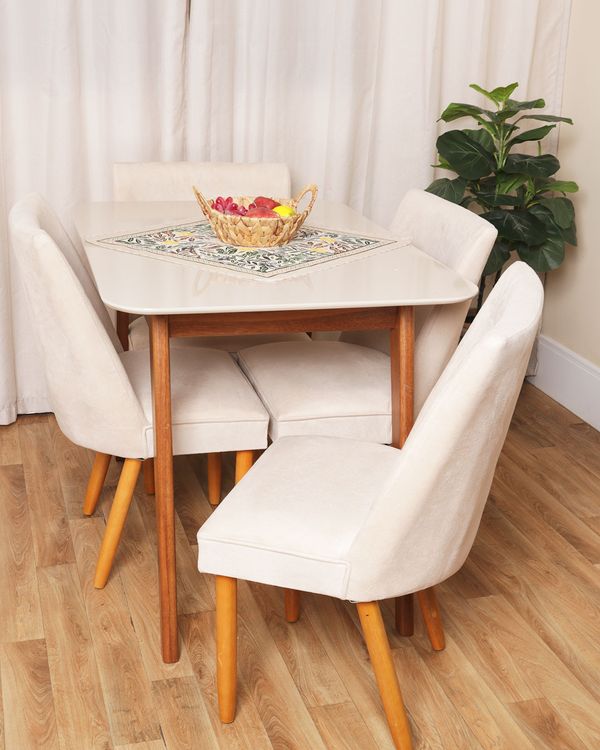 Toalha De Chá 62cm x 62cm Raner Estampa Floral Bege UN