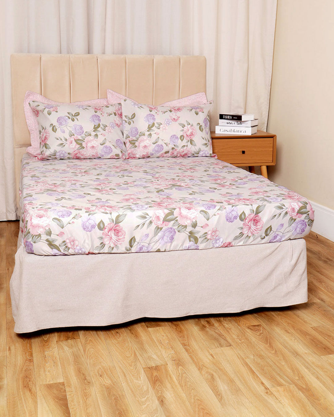 Jogo-De-Cama-Casal-3-Pcs-Romantico---Bege-Claro