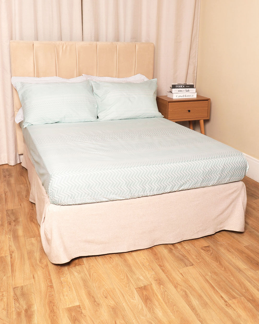 Jogo-De-Cama-Casal-3-Pcs-Romantico---Verde-Geometrico