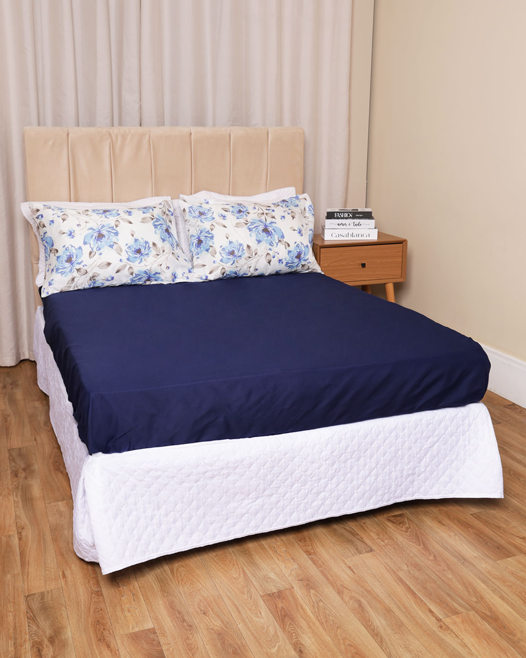 Jogo-De-Cama-Casal-3-Pcs-Romantico---Azul-Xadrez