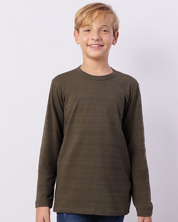 Camiseta Juvenil Manga Longa Texturizada Verde 14