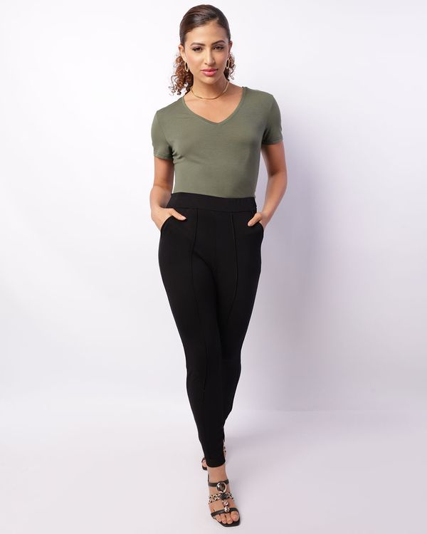 Calça Feminina Moletinho Skinny Barra Italiana Preta G