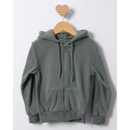 Jaqueta Bebê Fleece com Capuz Bolsos Verde