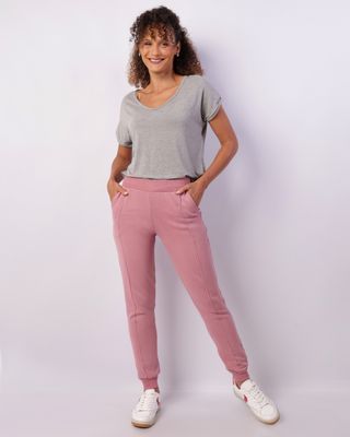 Calca-T585-Moletom-Jogger-Com-Friso---Rosa-Medio