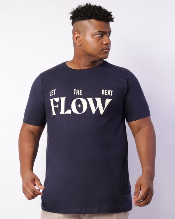 Camiseta Plus Size Masculina Estampa Manga Curta Marinho G3