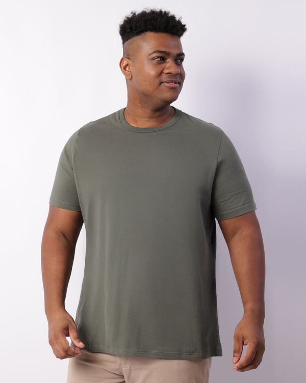 Camiseta Plus Size Masculina Manga Curta Básica Verde G4