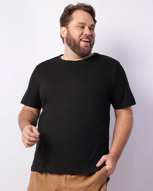 Camiseta Plus Size Masculina Básica Manga Curta Preta G4