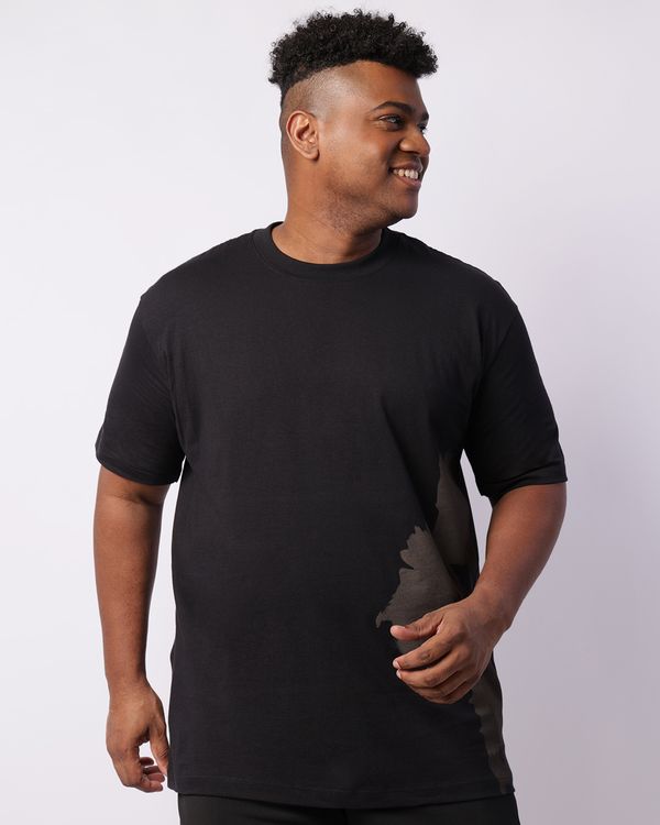 Camiseta Plus Size Masculina Estampa Frontal Manga Curta Preta G1