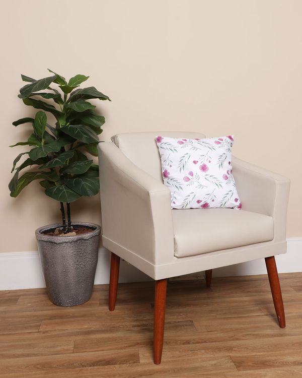 Almofada Suede 40cm x 40cm Estampa Floral Branca UN