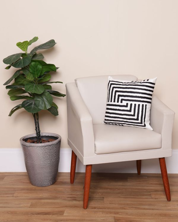 Almofada Suede 40cm x 40cm Estampa Geométrica Branca UN