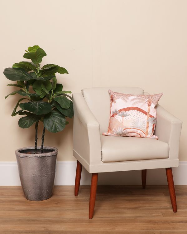 Almofada Suede 40cm x 40cm Estampa Coqueiros Laranja UN