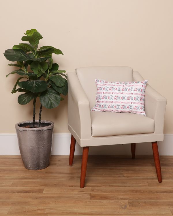 Almofada Suede 30cm x 45cm Floral Branca UN