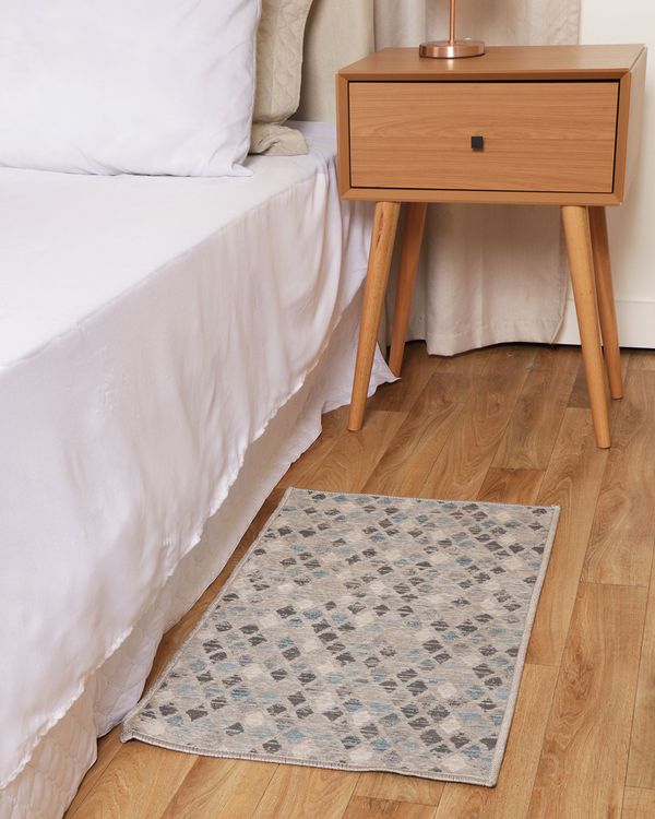 Tapete Têxtil 50cm x 80cm Estampado Losangos Cinza UN